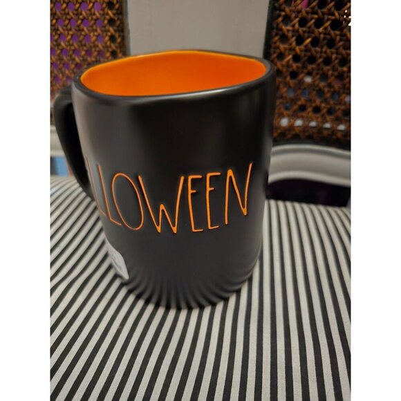NWT Rae Dunn Happy Halloween Double Sided Coffee Mug Black Orange - Picture 6 of 10